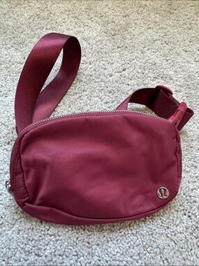 Lululemon Belt Bag Burgundy with Silver Hardware